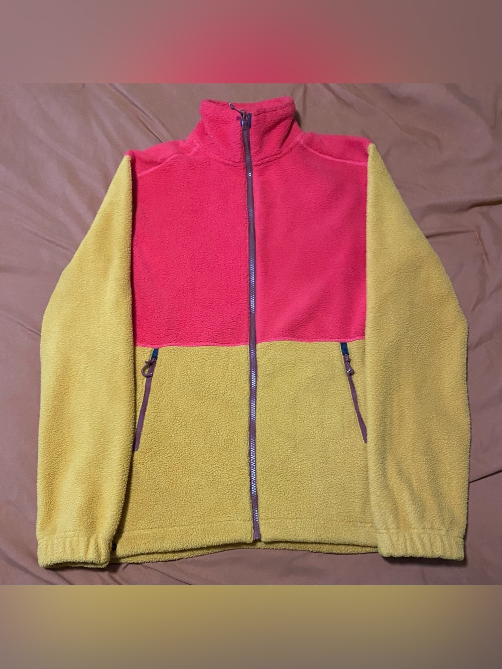 Stoic men’s Two-Tone Fleece Jacket - red and Yellow